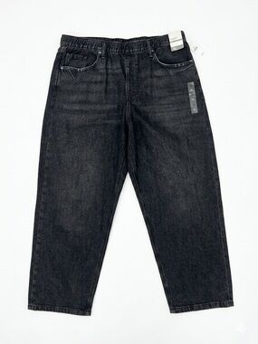 NWT GAP UtraSoft Baggy Rigid Denim Pull On Relaxed Black Jeans 90s Unisex Y2K XL